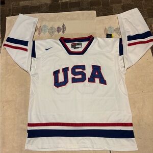 USA Olympic hockey jersey Ryan Miller stitched with fight strap size XL